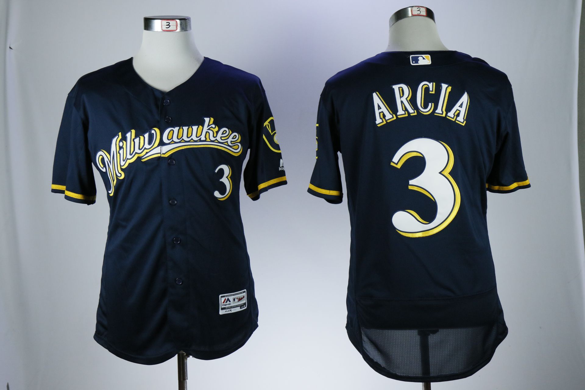 Men Milwaukee Brewers #3 Arcia Blue Elite MLB Jerseys->washington nationals->MLB Jersey